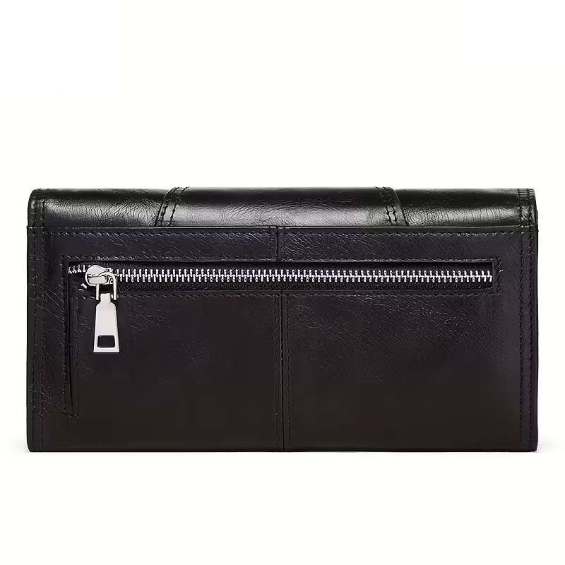 Zadnja stran črne ženske usnjene denarnice Amour z žepom na zadrgo