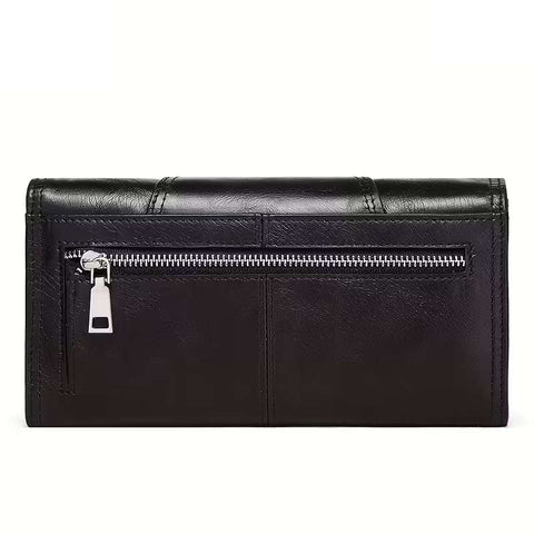 Zadnja stran črne ženske usnjene denarnice Amour z žepom na zadrgo