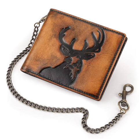 Moška usnjena denarnica Hunter z motivom jelena (RFID)