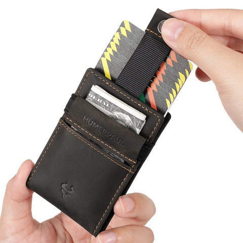 RFID kompaktna slim denarnica za kartice Pull Tab (izvlečni trak), črna