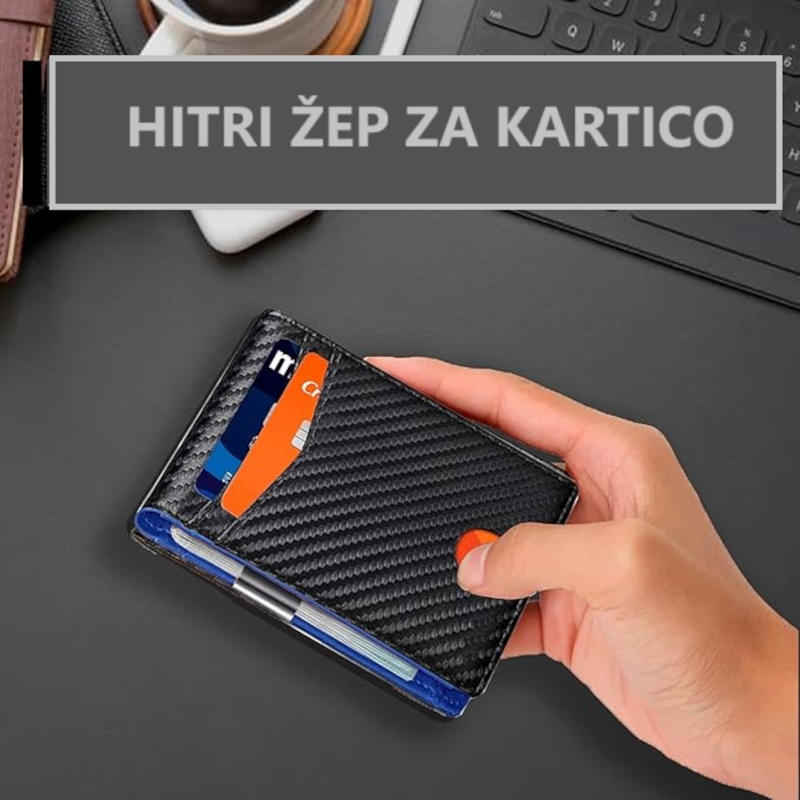 Minimalistična RFID moška denarnica ima hitri žep za kartice

