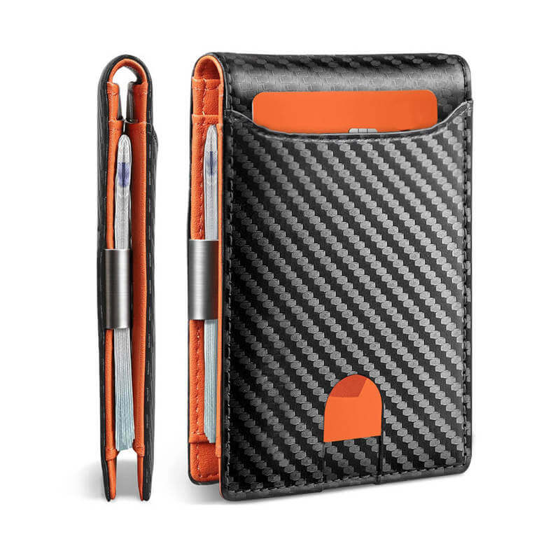 Moška denarnica z rfid zaščito Quick Pocket - Oranžna Karbon