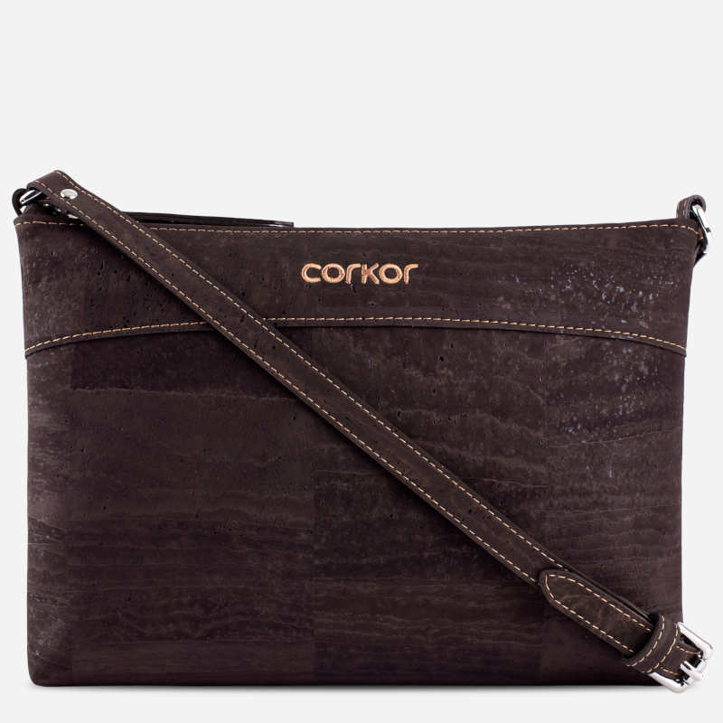 Torbica za čez ramo Corkor, temno rjava zunanjost