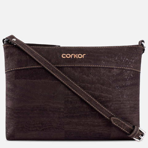 Torbica za čez ramo Corkor, temno rjava zunanjost