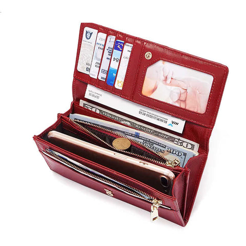 Notranjost ženske usnjene denarnice Amour z režami za kartice