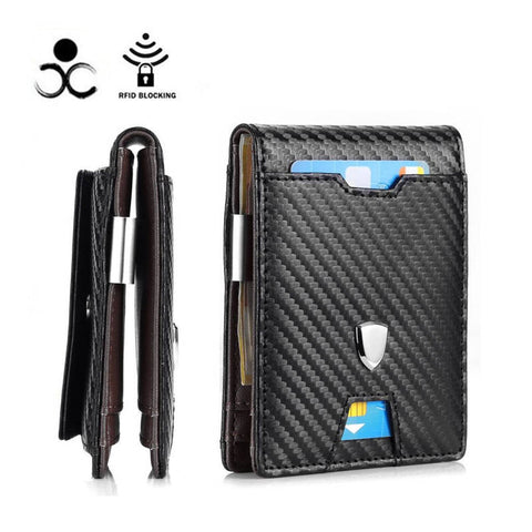 RFID Moška denarnica s hitrim žepom za kartico in clipom za bankovce